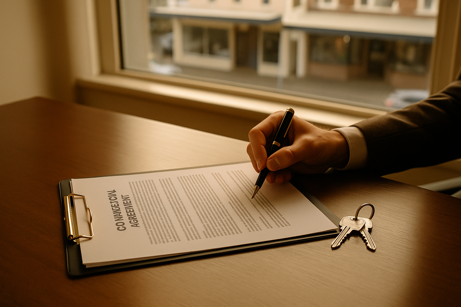 Commercial lease being signed for a Newcastle shopfront